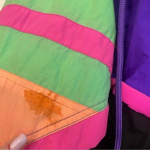 Vintage London Fog Black and Neon Jacket Size Large - Picture 3 of 12